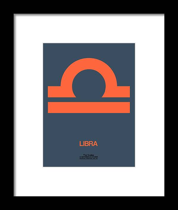 Libra Framed Print featuring the digital art Libra Zodiac Sign Orange by Naxart Studio