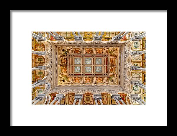 Library Of Congress Framed Print featuring the photograph Library Of Congress Main Hall Ceiling by Susan Candelario