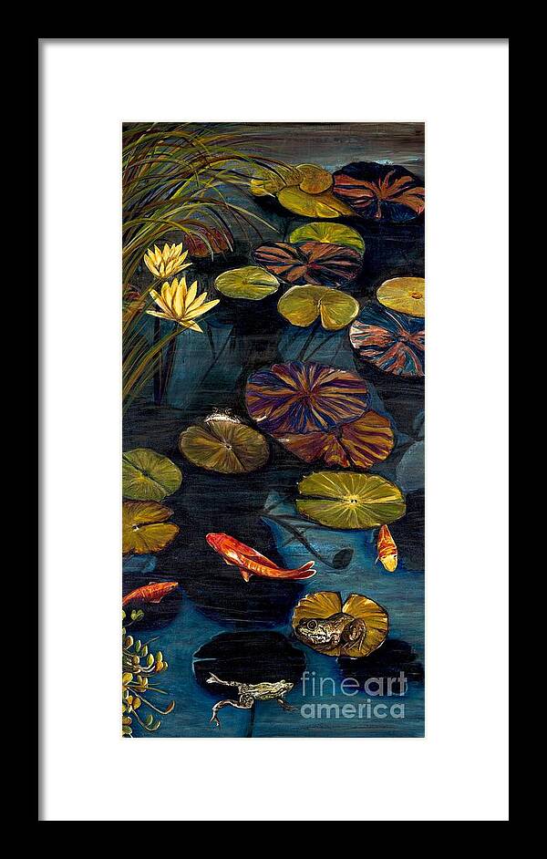 Lily Pads Framed Print featuring the painting Life Among The Lily Pads by Patty Vicknair