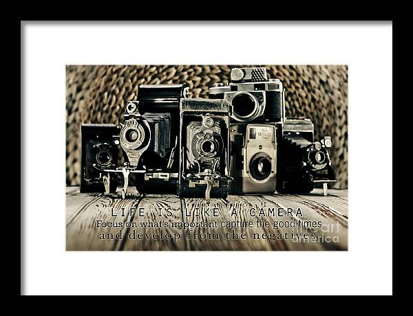 Cameras Framed Print featuring the photograph Life is Like a Camera by Stacey Granger