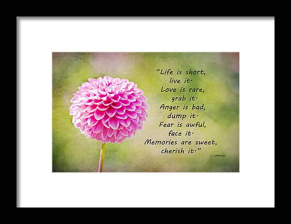 Quote Framed Print featuring the mixed media Life Is Short by Trish Tritz