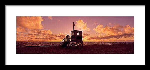 Photography Framed Print featuring the photograph Lifeguard Hut On The Beach, 22nd St by Panoramic Images