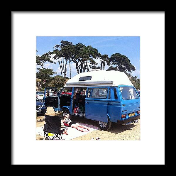 Bus Framed Print featuring the photograph Life's A Beach #camper #vw #vwcamper by Ash Hughes