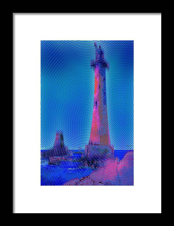 Lighthouse Framed Print featuring the painting Light House At Sunset 1 by Tony Rubino