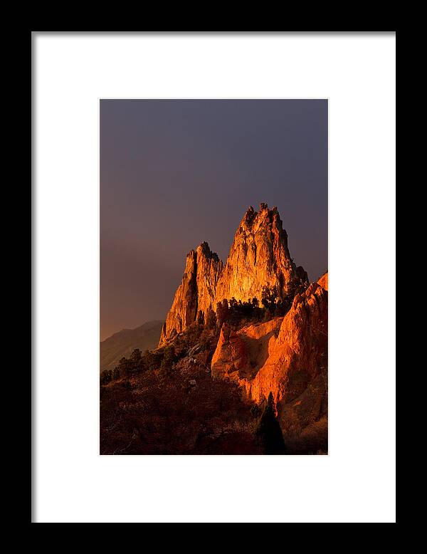 Garden Of The Gods Framed Print featuring the photograph Light on the Rocks by Ronda Kimbrow