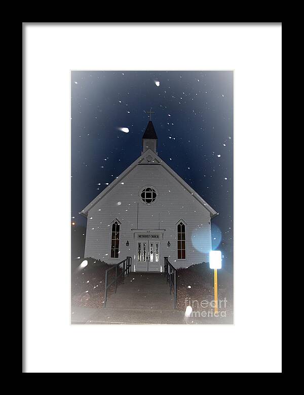 Church Framed Print featuring the photograph Light snowing over the Church by Yumi Johnson