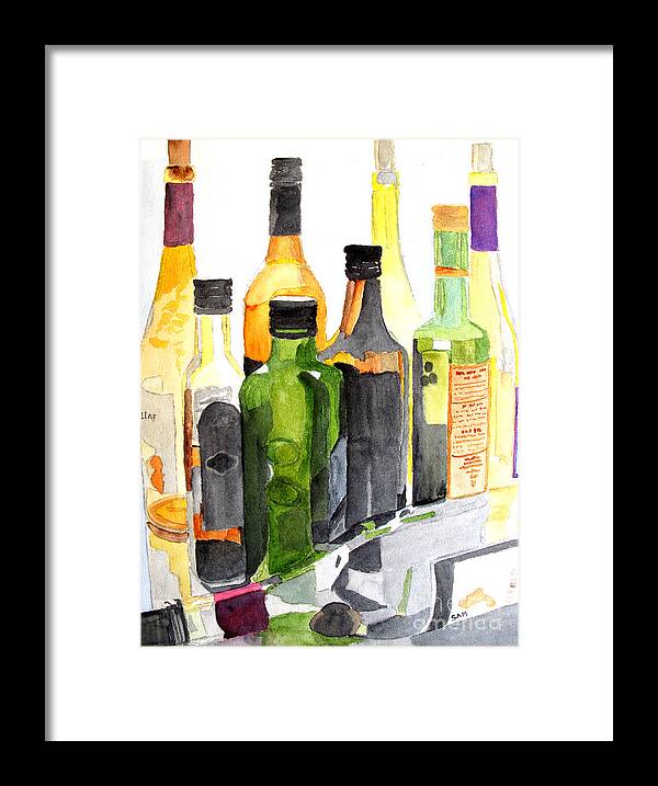 Bottle Framed Print featuring the painting Light Through Glass by Sandy McIntire