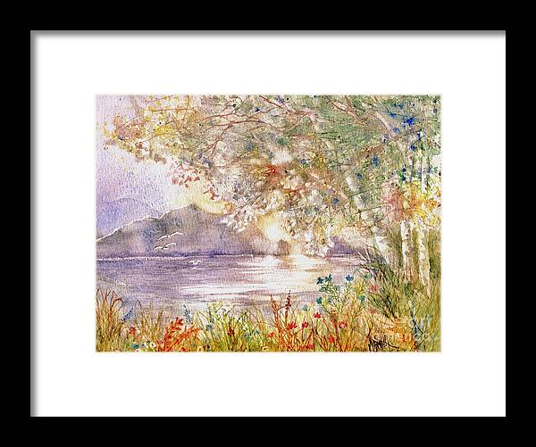 Sunrise Framed Print featuring the painting Light Through The Pass by Marilyn Smith