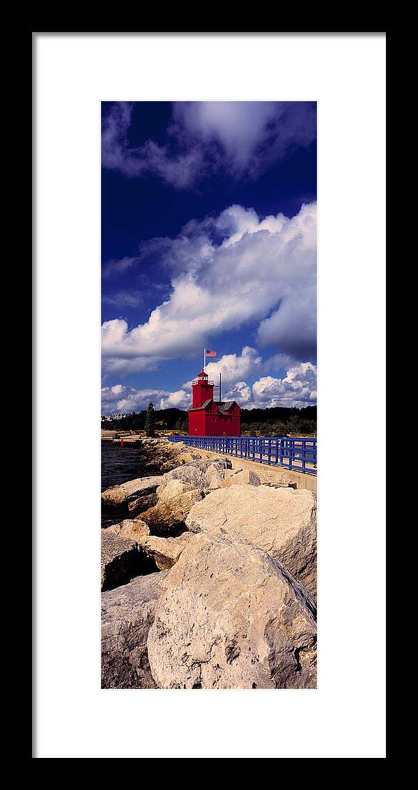 Photography Framed Print featuring the photograph Lighthouse At The Coast, Big Red by Panoramic Images