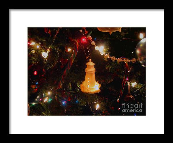 Lighthouse Framed Print featuring the photograph Lighthouse Christmas by Roxy Riou