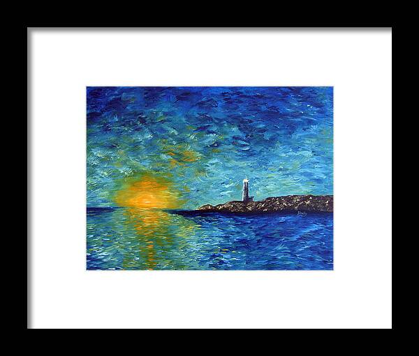 Lighthouse Framed Print featuring the painting Lighthouse by Donna Blackhall