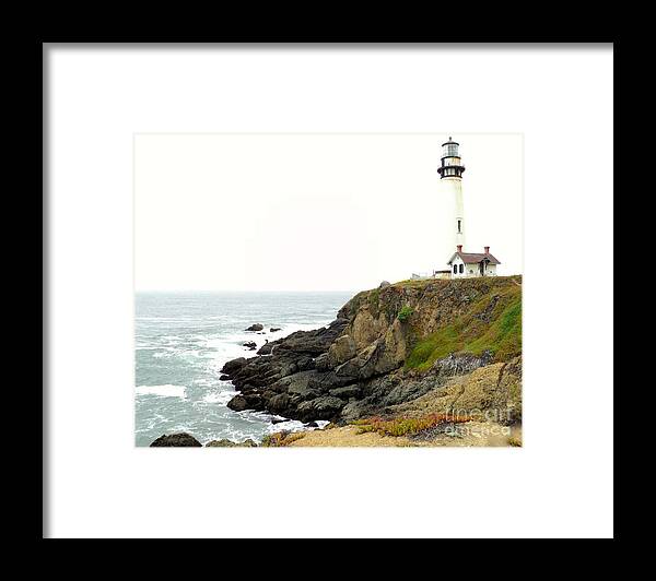 Ocean Framed Print featuring the photograph Lighthouse Keeping Watch by Carla Carson