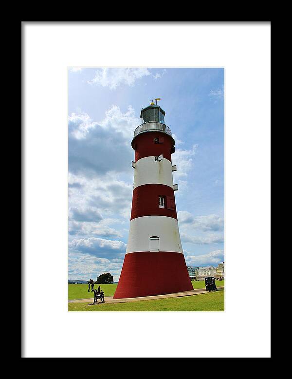 Landscape Framed Print featuring the photograph Lighthouse on The Hoe by Theresa Selley