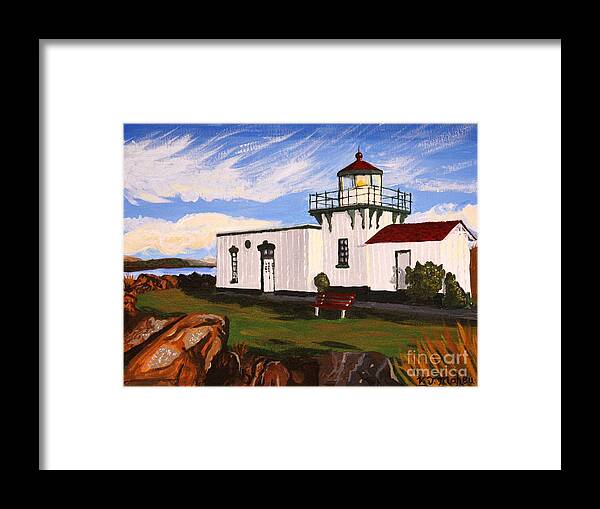 Lighthouse Framed Print featuring the painting Lighthouse Point No Point by Vicki Maheu