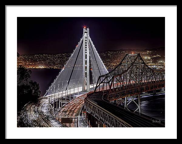 Bay Bridge Framed Print featuring the photograph Lightness and Darkness by Don Hoekwater Photography
