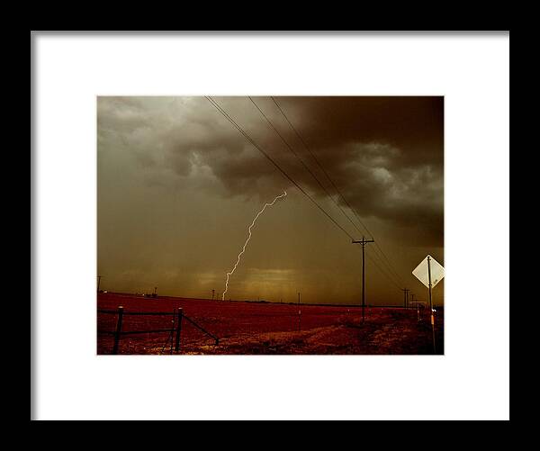 Lightning Framed Print featuring the photograph Lightning Strike in Oil Country by Ed Sweeney