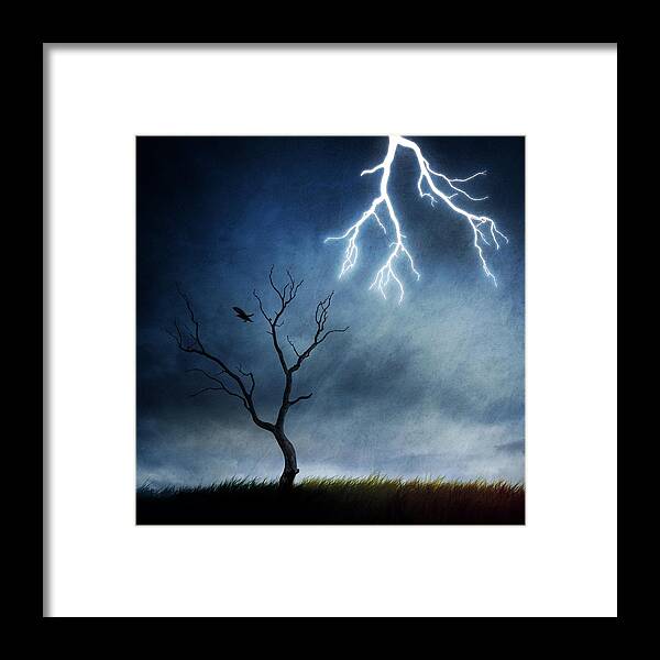 Creative Edit Framed Print featuring the photograph Lightning Tree by Sebastien Del Grosso