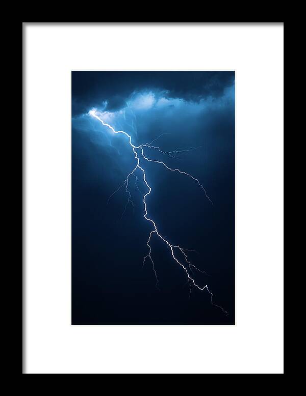 Lightning Framed Print featuring the photograph Lightning with cloudscape by Johan Swanepoel
