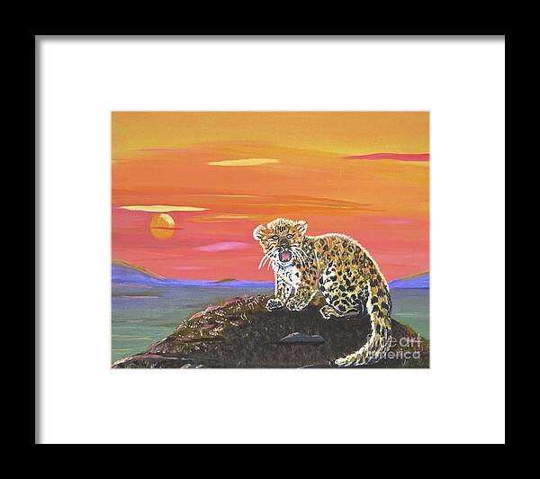Lil' Leopard Framed Print featuring the painting Lil' Leopard by Phyllis Kaltenbach