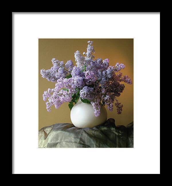 Anna Miller Framed Print featuring the photograph Lilac Flowers In Vase by Anna Miller