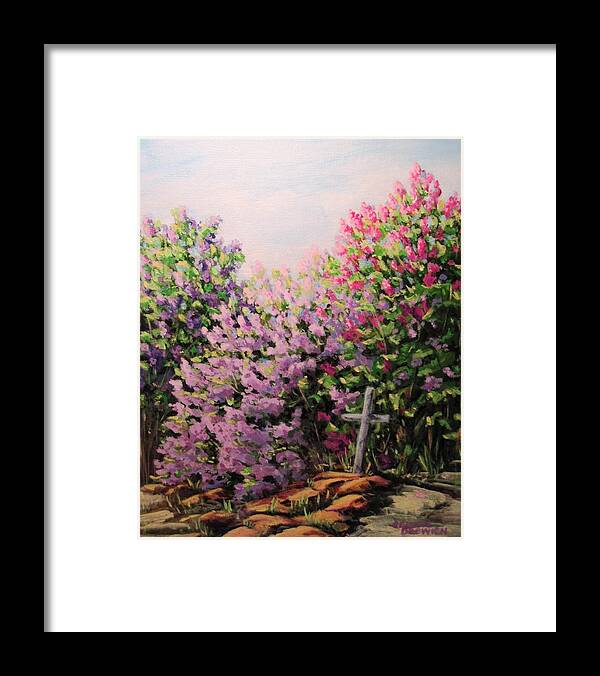 Lilacs Framed Print featuring the painting Lilacs Line My Grave by Celeste Drewien