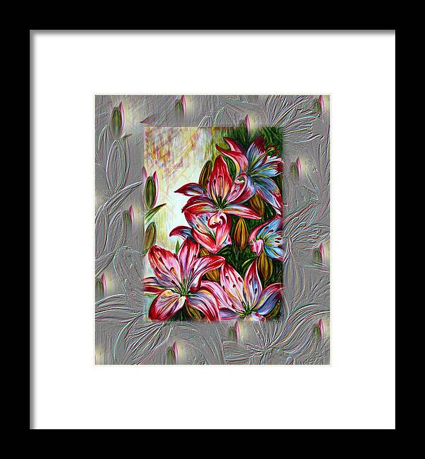 Lilies Framed Print featuring the painting Lilies Fantasy by Harsh Malik