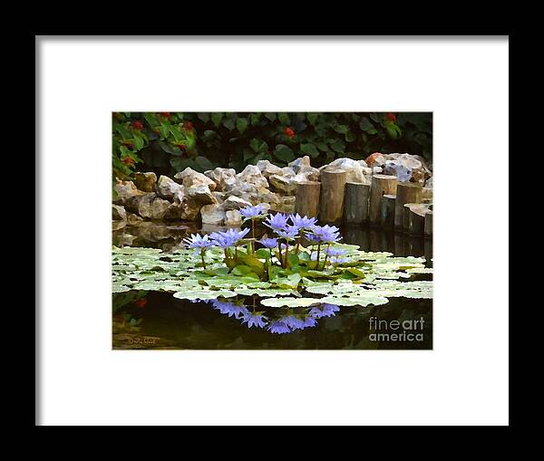 Lilies On The Pond Framed Print featuring the digital art Lilies on the Pond by Darla Wood