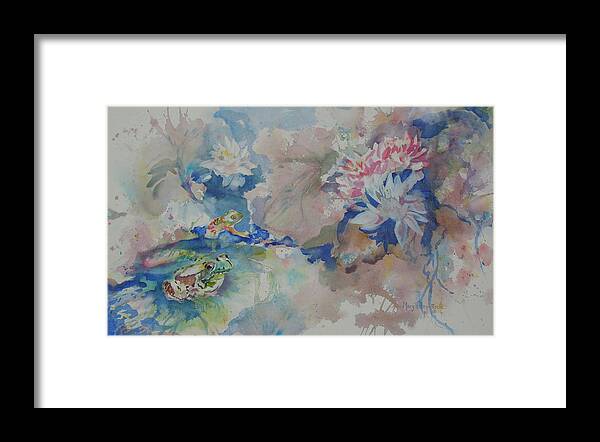 Pond Framed Print featuring the painting Lilly Pond by Mary Haley-Rocks