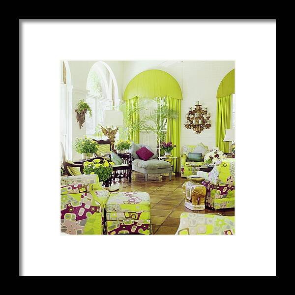 Interior Framed Print featuring the photograph Lilly Pulitzer's Living Room by Horst P. Horst