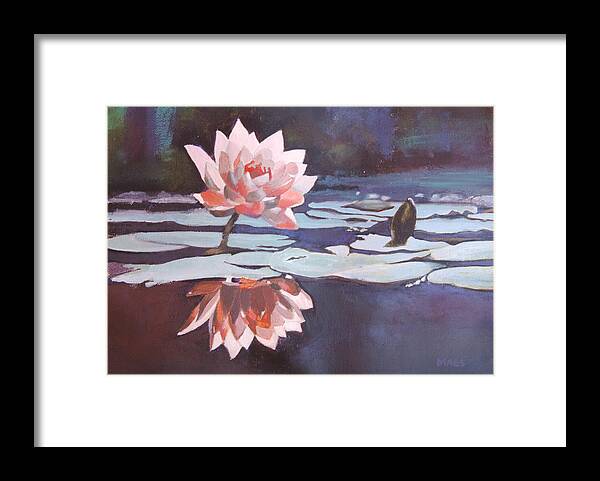 Waterlily Framed Print featuring the painting Lily and Bud by Walt Maes