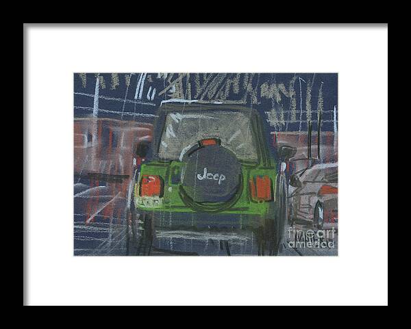 Jeep Framed Print featuring the painting Lime Jeep by Donald Maier