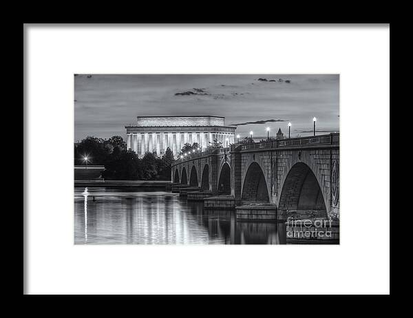 Clarence Holmes Framed Print featuring the photograph Lincoln Memorial and Arlington Memorial Bridge at Dawn II by Clarence Holmes