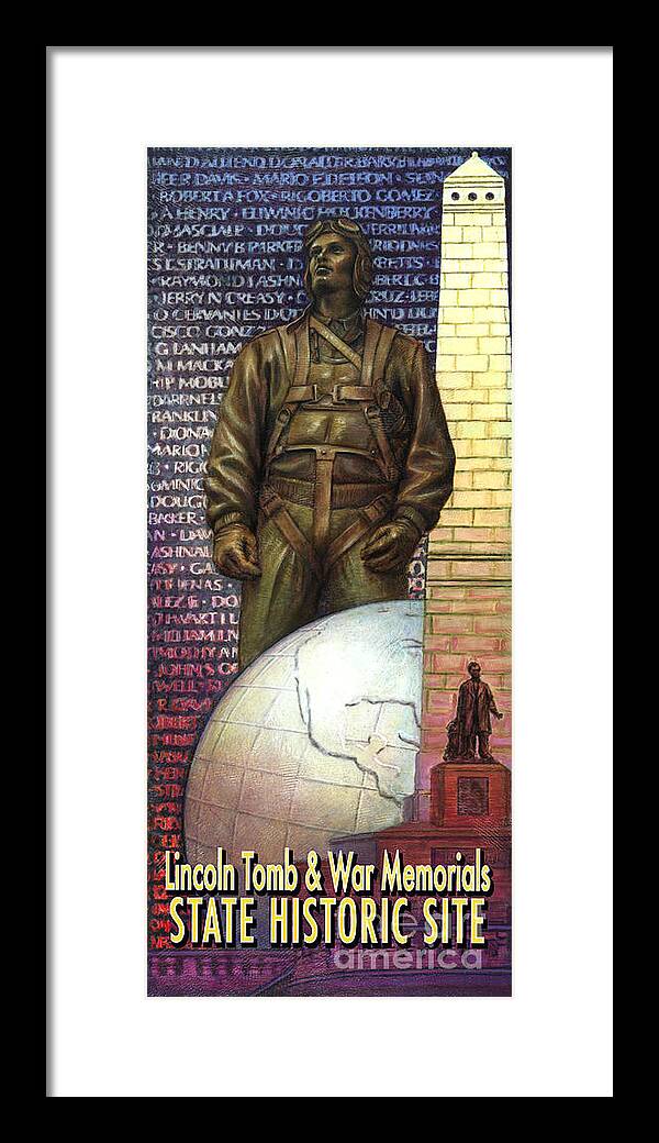 Veterans Framed Print featuring the painting Lincoln Tomb and War Memorials Street Banners Korean War Pilot by Jane Bucci