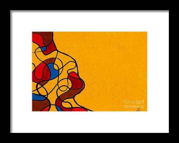 Yellow Framed Print featuring the painting Linework yellow by Stefanie Forck
