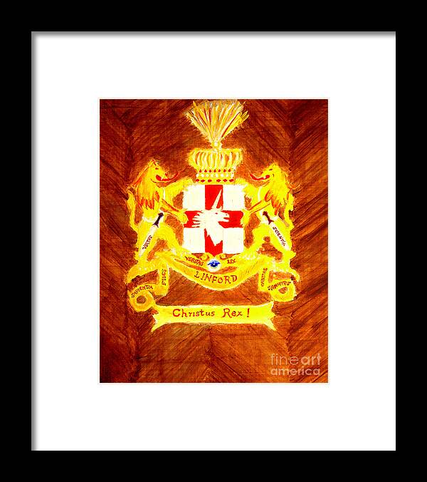 Linford Framed Print featuring the painting Linford Coat of Arms Honoring My Ancestors especially John and Maria Linford by Richard W Linford