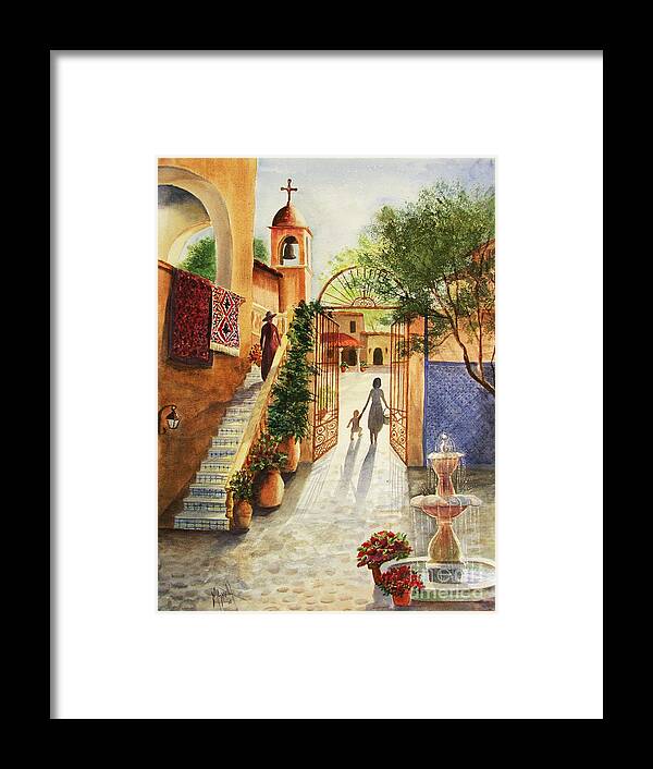 Tlaquepaque Framed Print featuring the painting Lingering Spirit-Sedona by Marilyn Smith