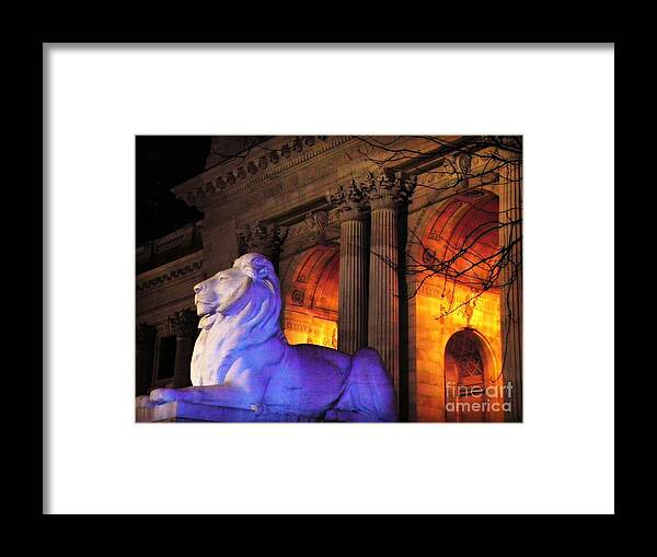 Lion Framed Print featuring the photograph Lion NYC Public Library by Beth Ferris Sale