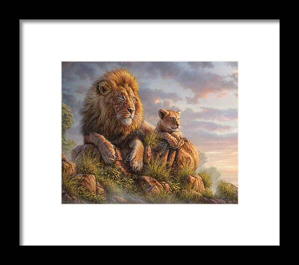 Lion Framed Print featuring the mixed media Lion Pride by Phil Jaeger