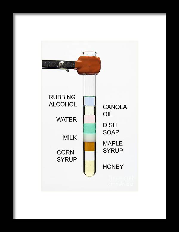 Science Framed Print featuring the photograph Liquids Of Different Density by GIPhotoStock