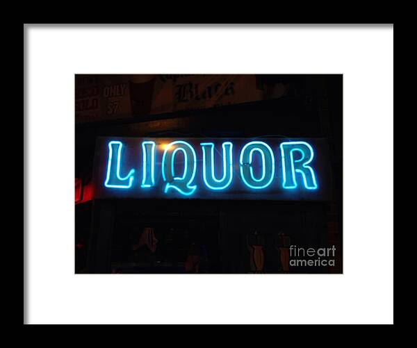 Bar Framed Print featuring the photograph Liquor Sign in Memphis by T Lowry Wilson