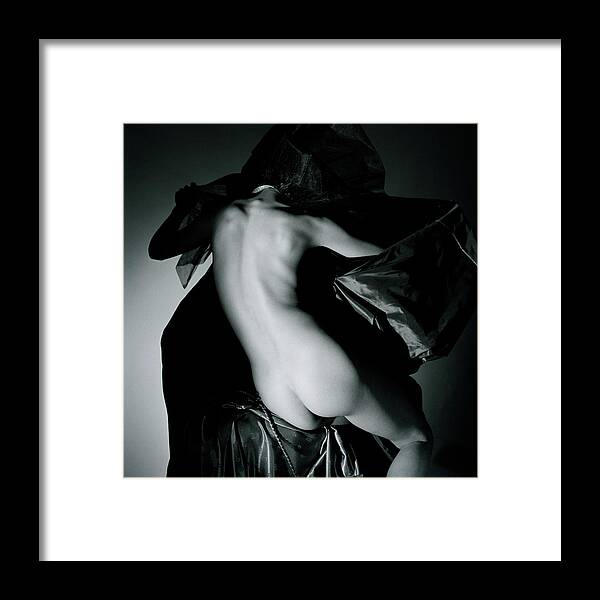 Studio Shot Framed Print featuring the photograph Lisa Fonssagrives Nude With Fabric by Horst P. Horst