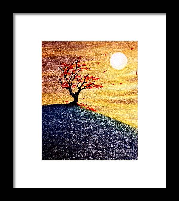 Tree Framed Print featuring the drawing Little Autumn Tree by Danielle R T Haney