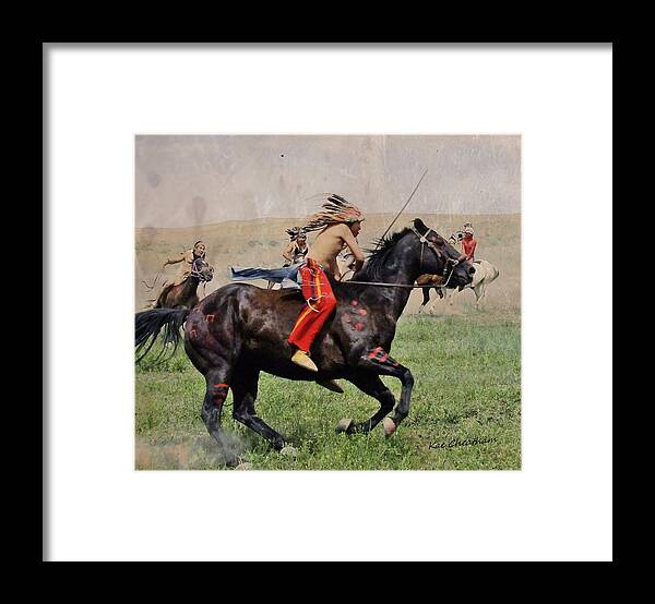 American Indian Framed Print featuring the mixed media Little BigHorn Reenactment 1 by Kae Cheatham