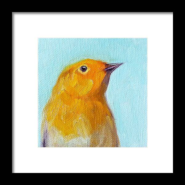 Robin Framed Print featuring the painting Little Bird by Nancy Merkle