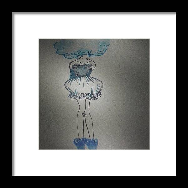 Watercolor Framed Print featuring the photograph Little Blue Girl, Your Head Is In The by Audrey Rebuchii