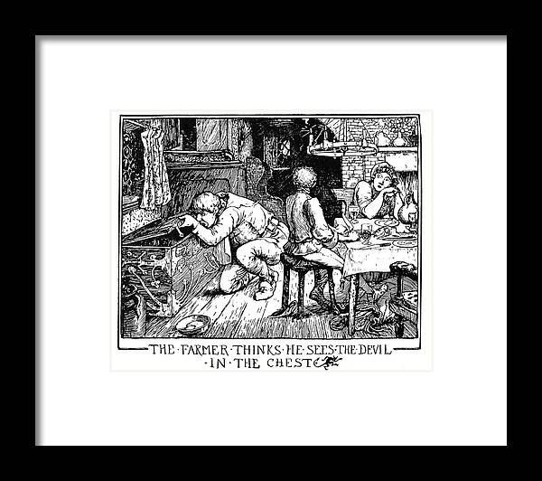 19th Century Framed Print featuring the drawing Little Claus And Big Claus by Granger