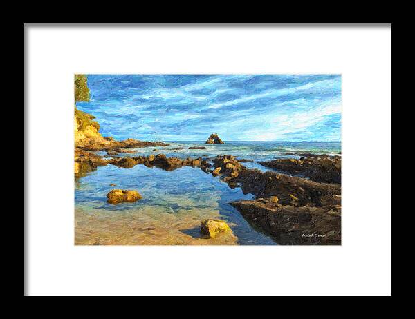 Corona Del Mar Framed Print featuring the painting Little Corona Beach by Angela Stanton