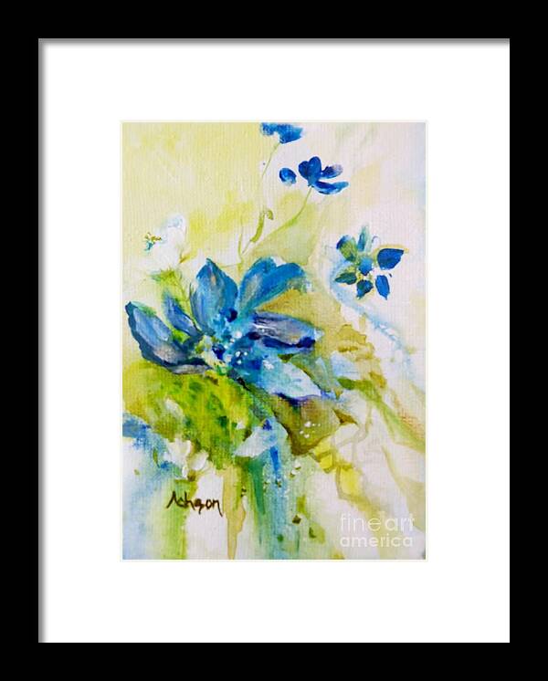 Spring Framed Print featuring the painting Little Flowers in My Garden by Donna Acheson-Juillet