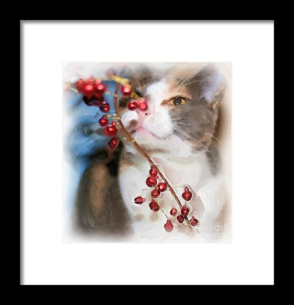 Art;photograph;digital Art;cat;kitty;cute;unique;one Of A Kind Framed Print featuring the digital art Little Kitty by Ruby Cross