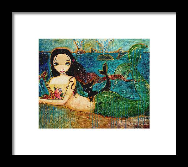 Mermaid Art Framed Print featuring the painting Little Mermaid by Shijun Munns